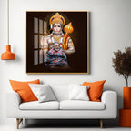 Lord Hanuman Ji and Neem Karoli Baba Premium Acrylic Square Wall Art