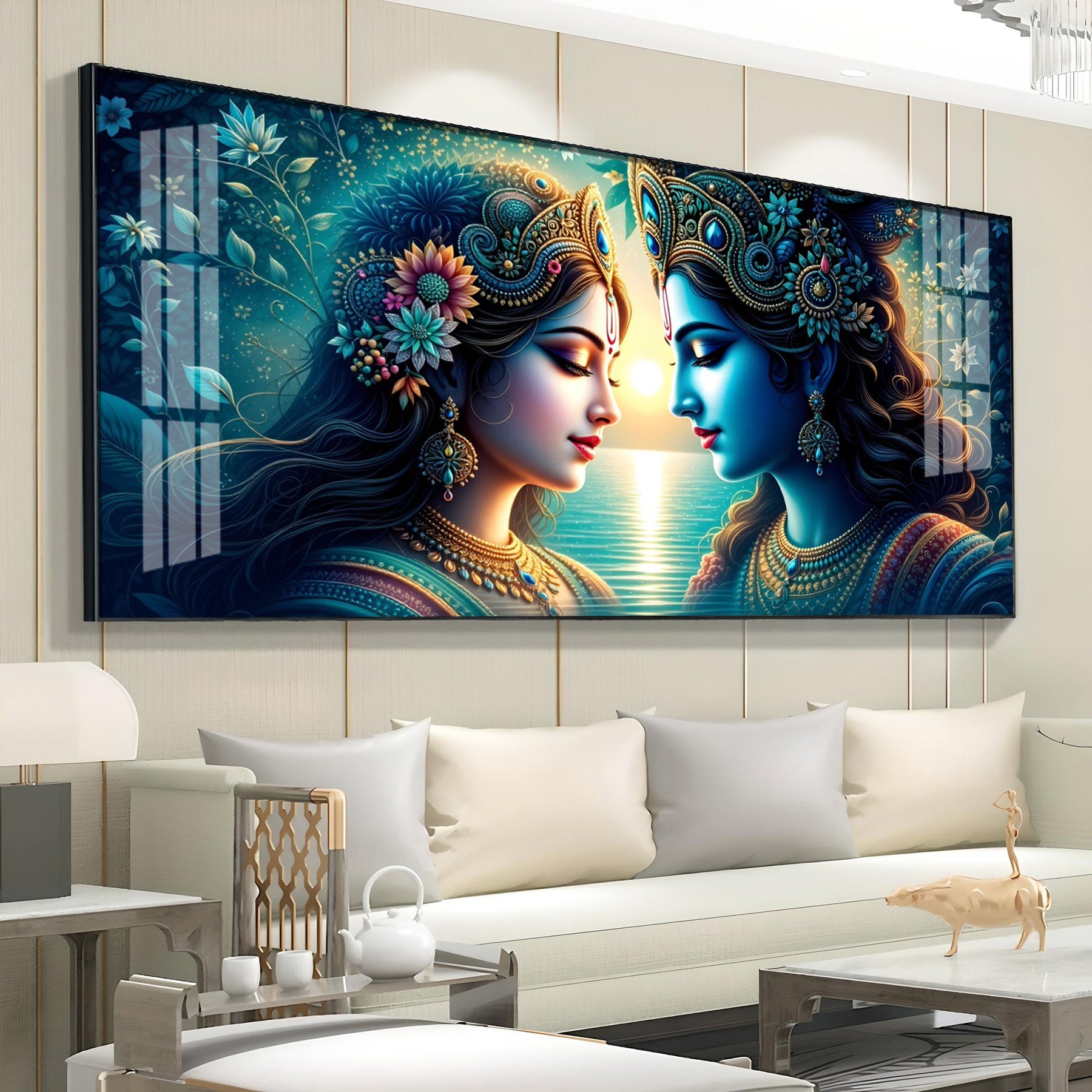 Radha Krishna Forestry Scene Premium Acrylic Horizontal Wall Art