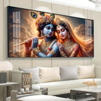Krishna And Radha Together Premium Acrylic Horizontal Wall Art