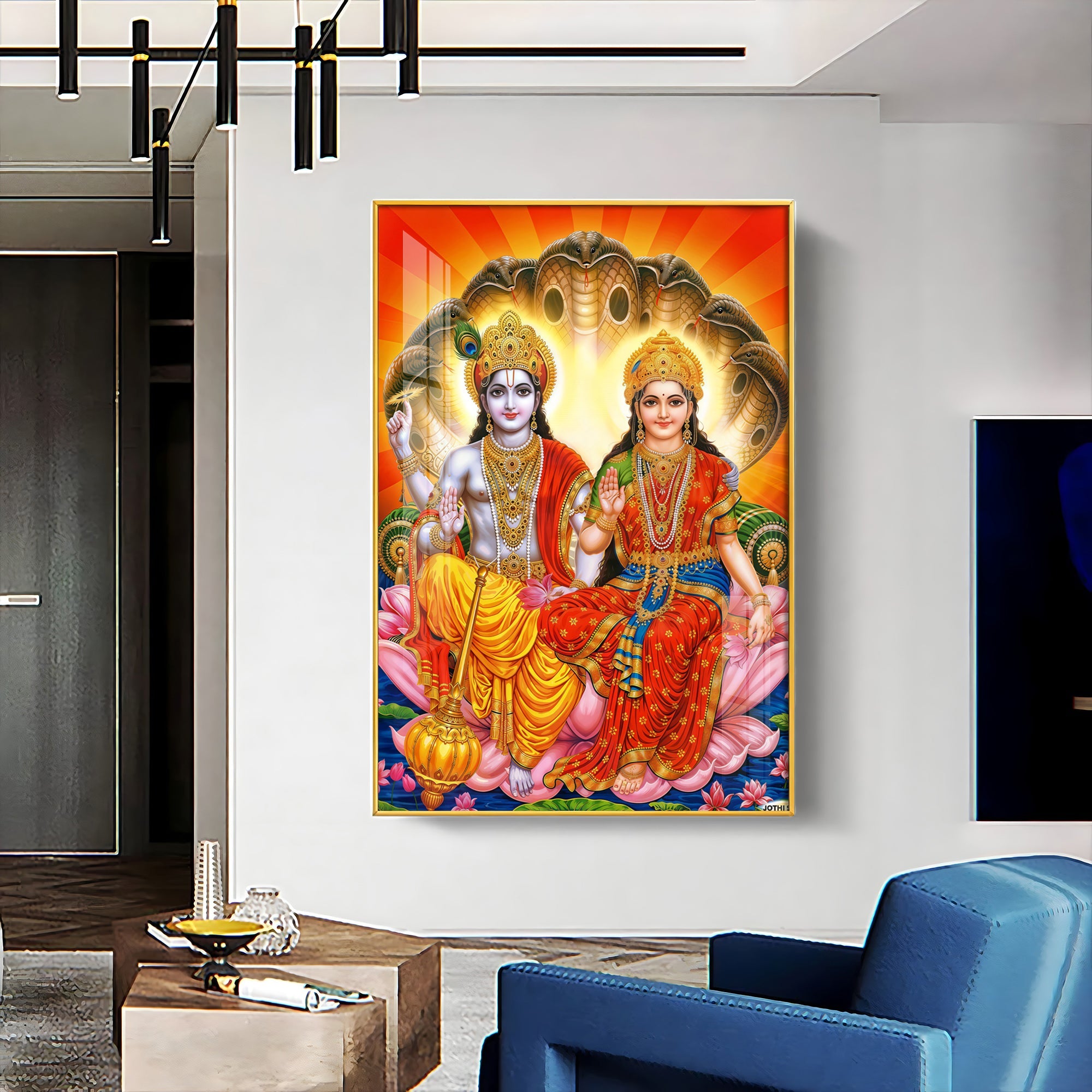 Laxmi Narayan Premium Acrylic Vertical Wall Art
