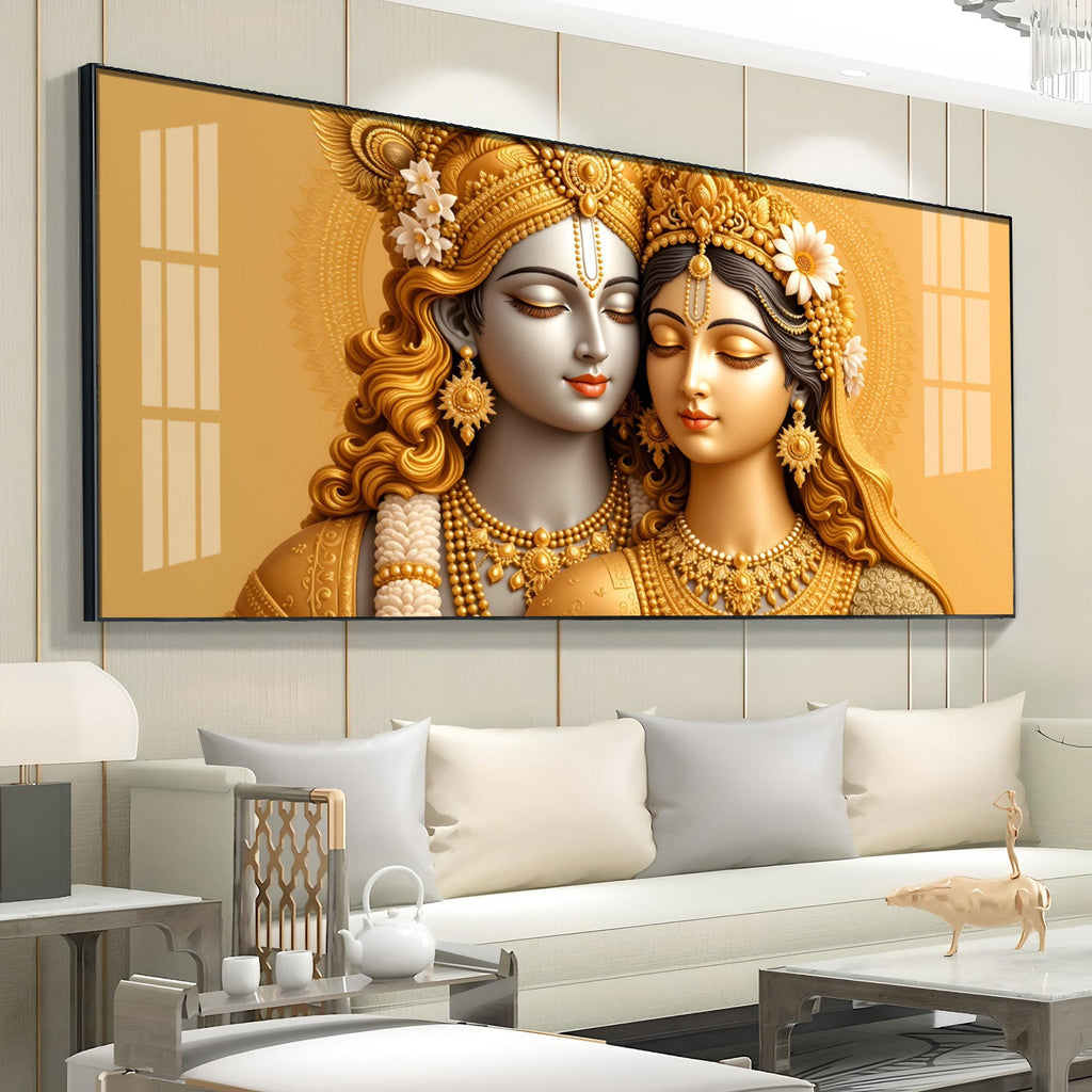 Devotional Krishna And Radha Premium Acrylic Horizontal Wall Art