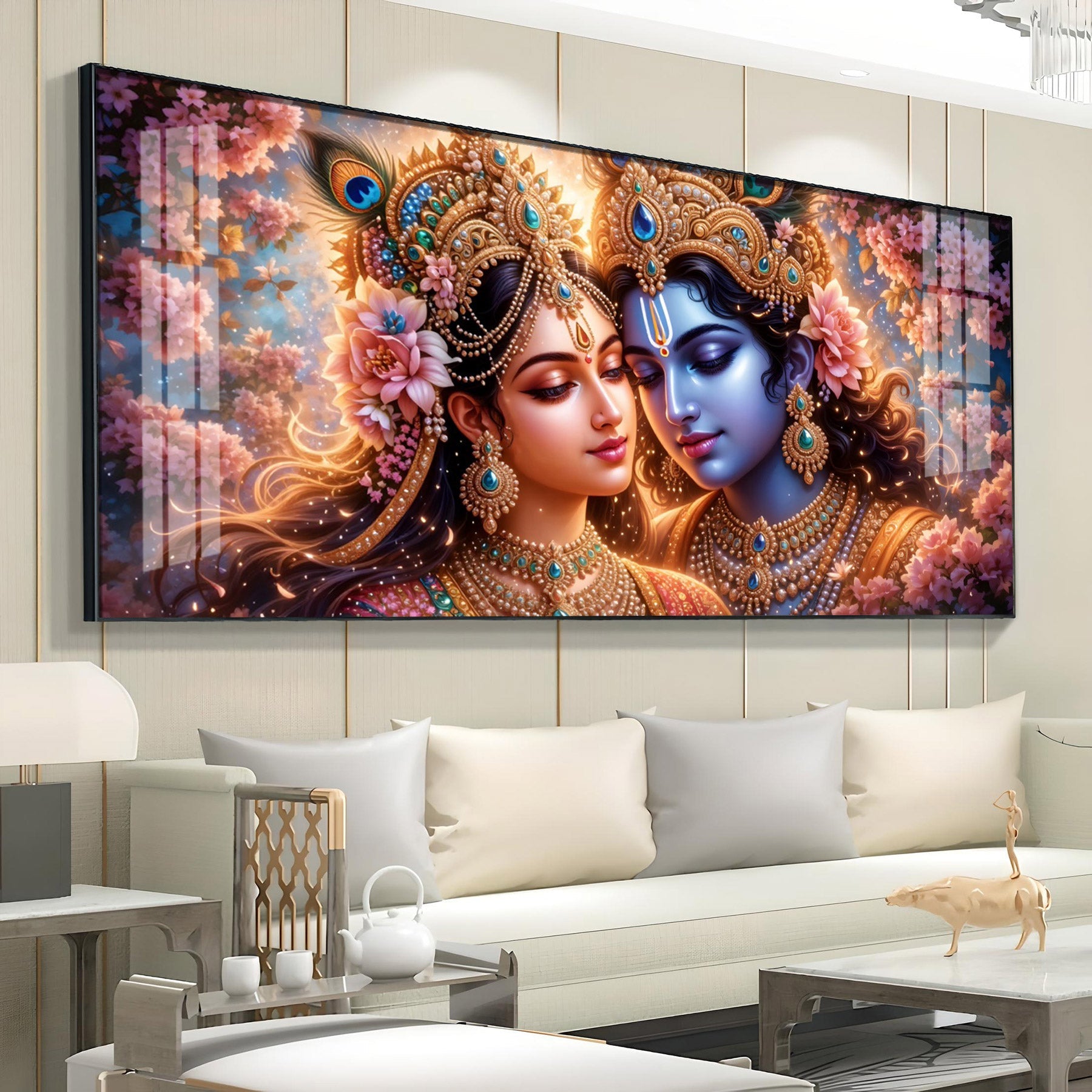 Krishna and Radha Unveiled Premium Acrylic Horizontal Wall Art
