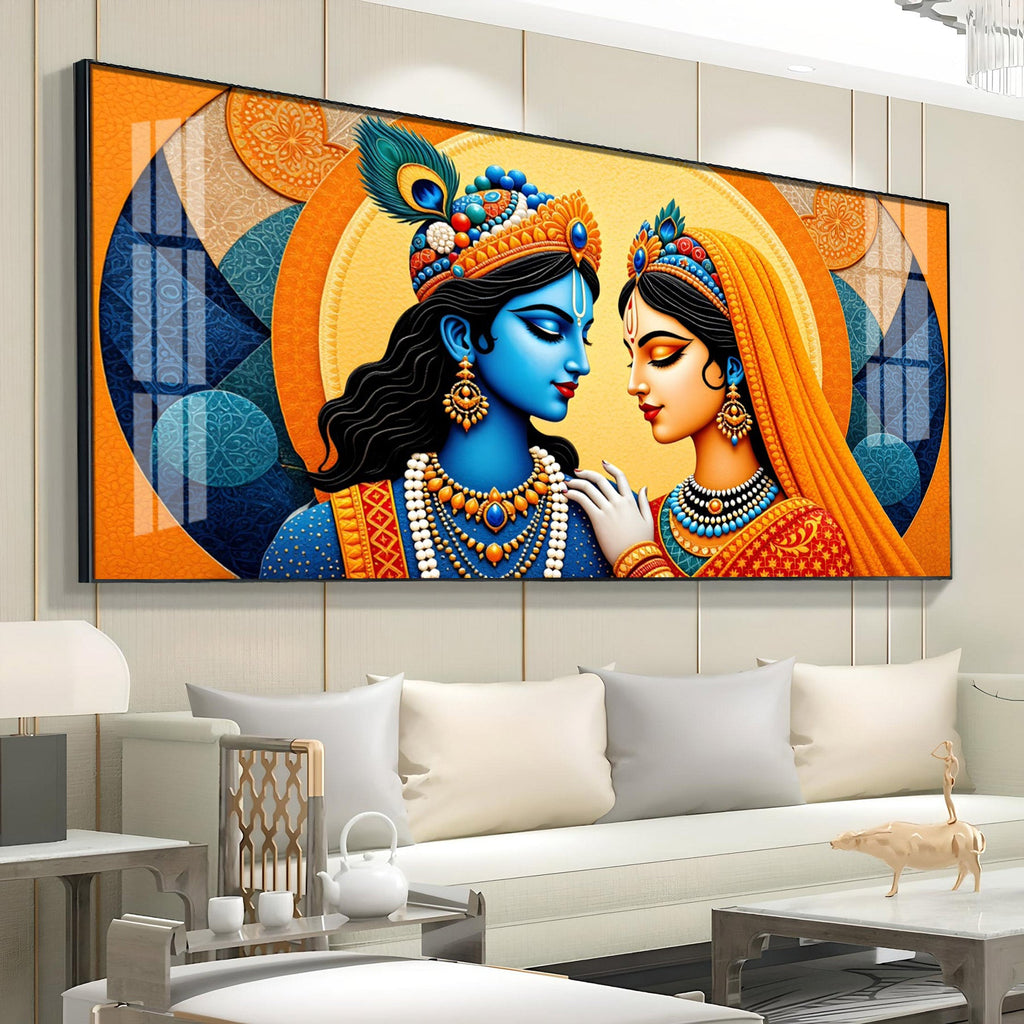Abstract Radha Krishna Art Premium Acrylic Horizontal Wall Art