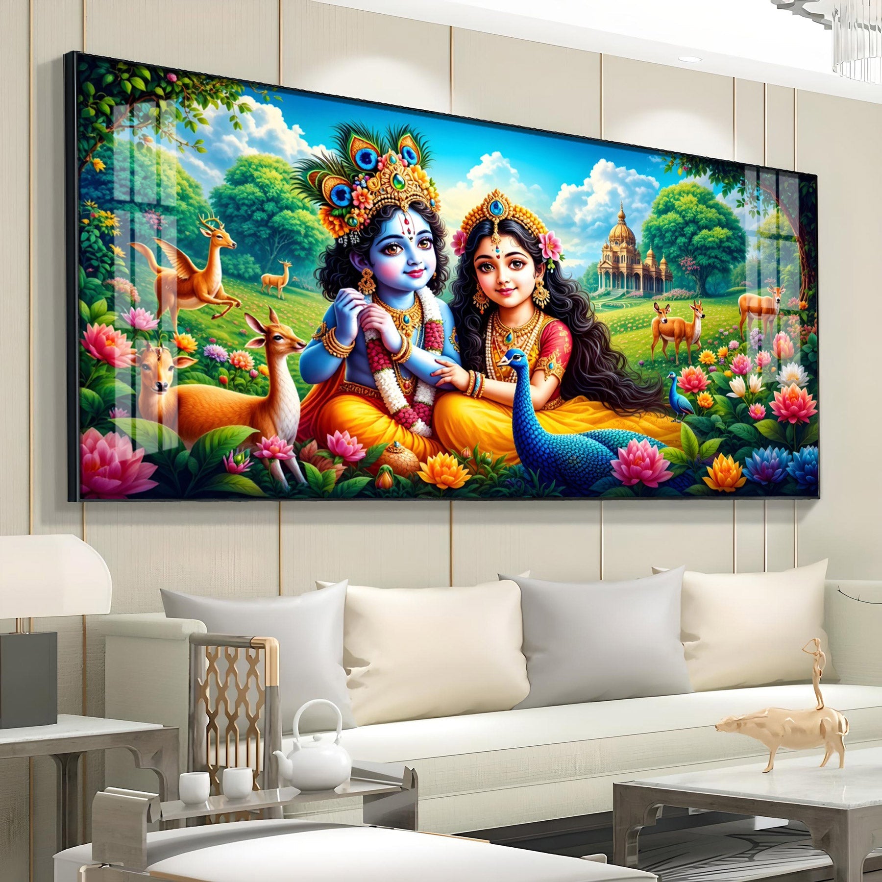Natkhat Gopala & Radha Premium Acrylic Horizontal Wall Art