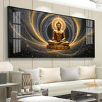 Golden Wave Buddha Reflection Premium Acrylic Horizontal Wall Art