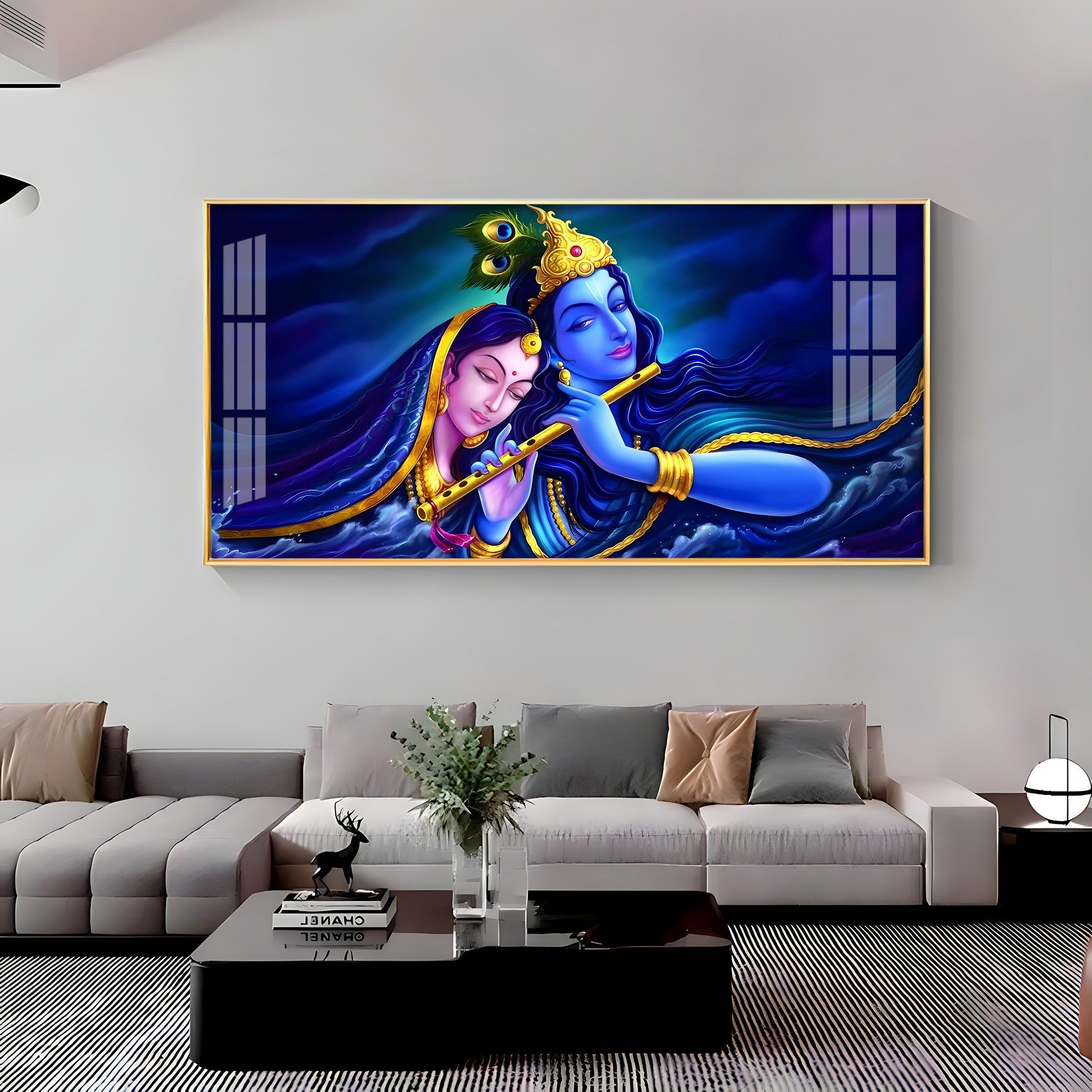 Credence Radha Krishna Love Premium Acrylic Horizontal Wall Art
