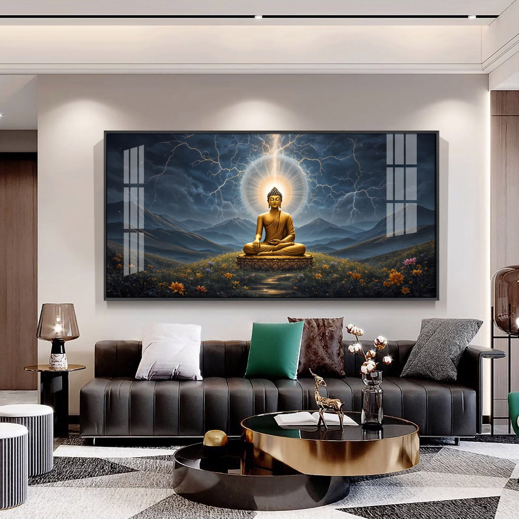 Radiant Buddha Mural Premium Acrylic Horizontal Wall Art