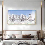 7 Running White Horses in The Sea Premium Acrylic Floating Wall Painting - Decor Smart