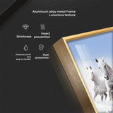 7 Running White Horses in The Sea Premium Acrylic Floating Wall Painting - Decor Smart