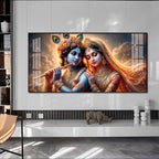 Krishna And Radha Together Premium Acrylic Horizontal Wall Art