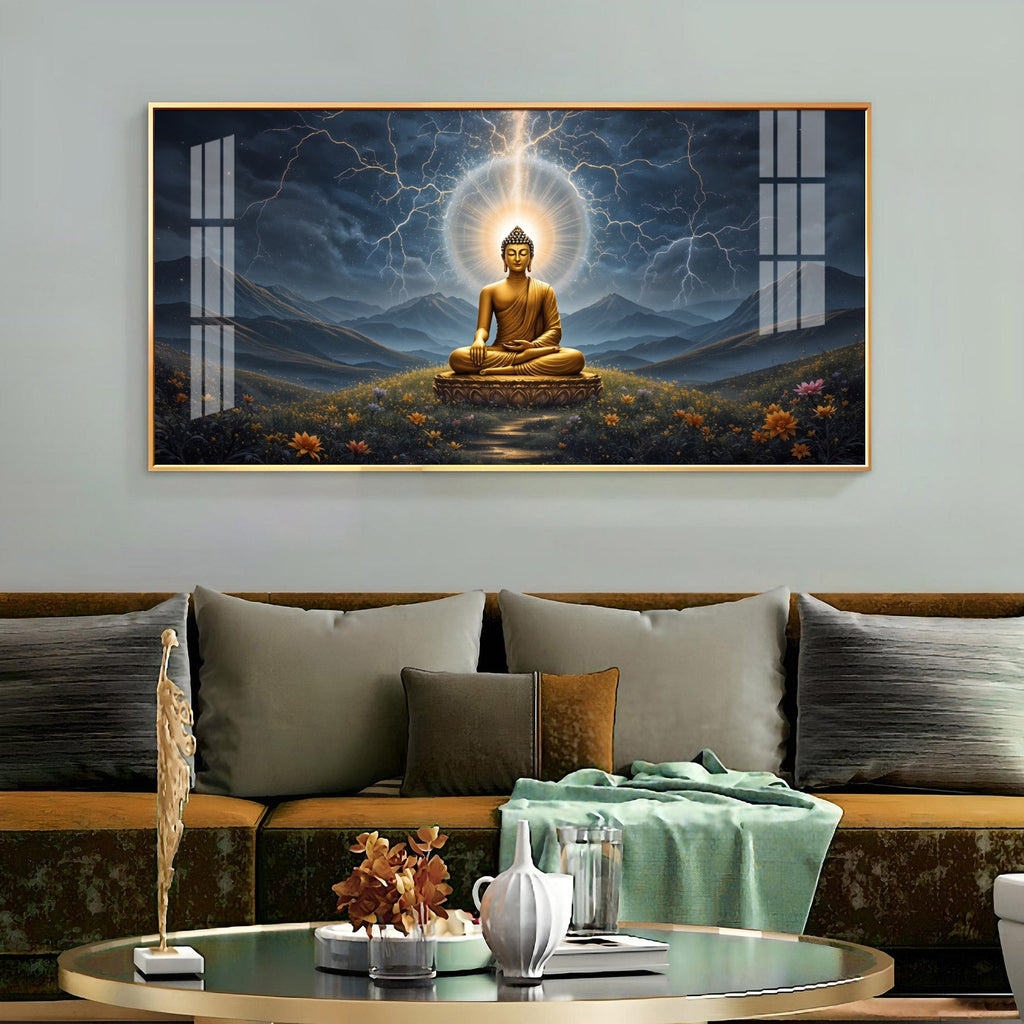 Radiant Buddha Mural Premium Acrylic Horizontal Wall Art