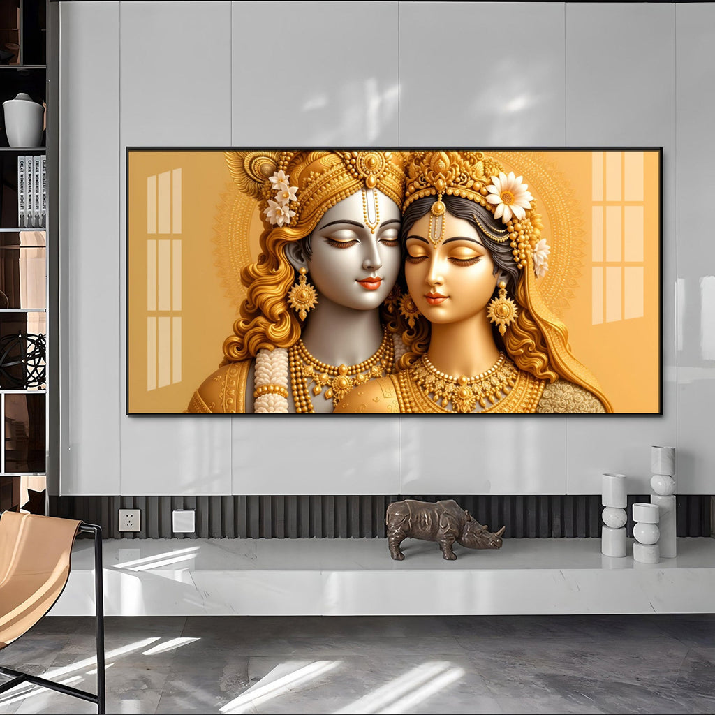Devotional Krishna And Radha Premium Acrylic Horizontal Wall Art