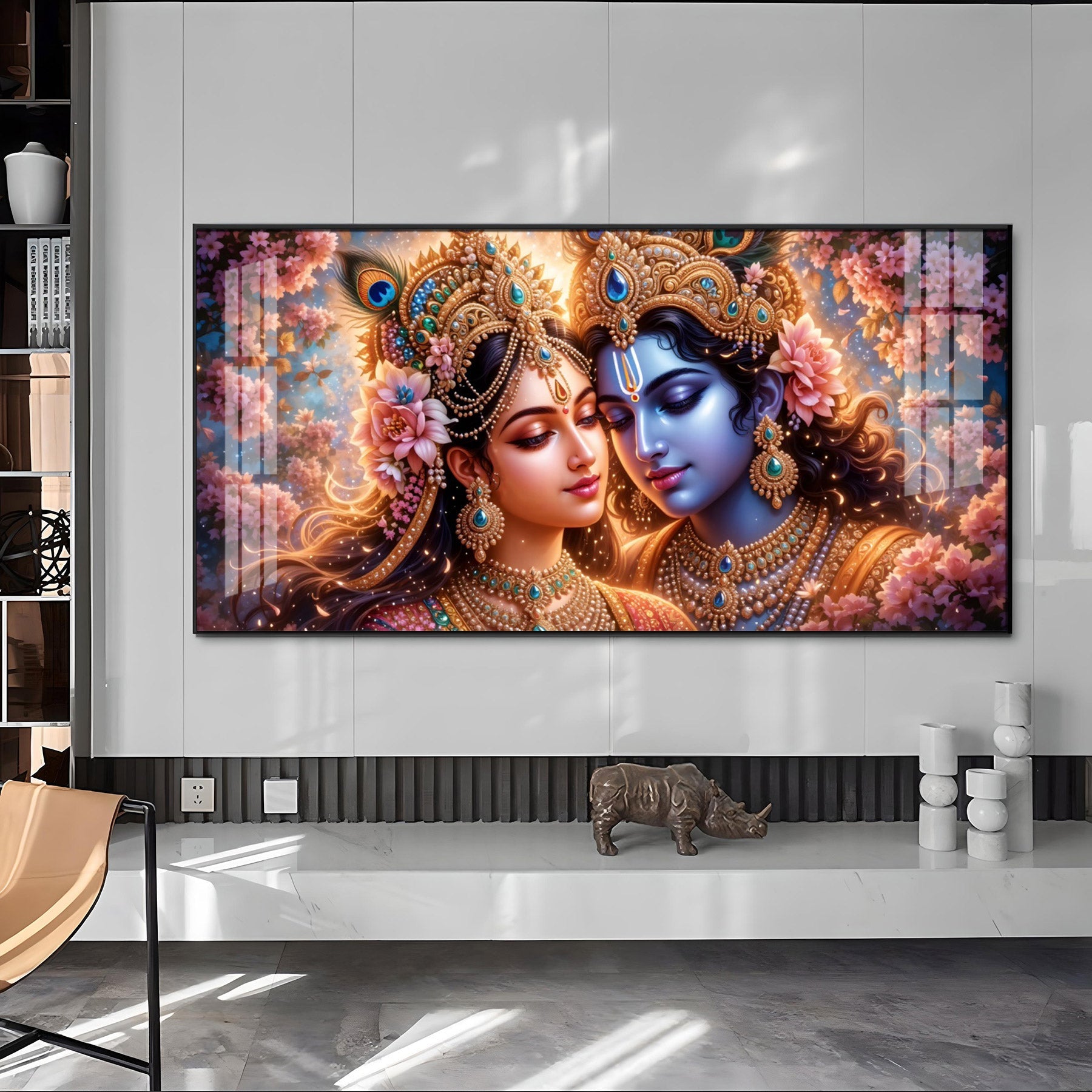 Krishna and Radha Unveiled Premium Acrylic Horizontal Wall Art
