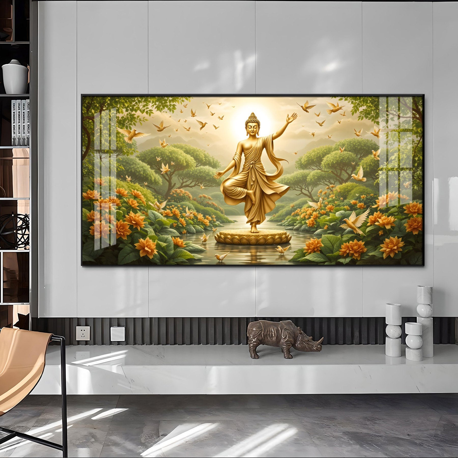Buddha In Standing Premium Acrylic Horizontal Wall Art