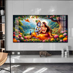 Divine Radha Krishna In Forest Premium Acrylic Horizontal Wall Art