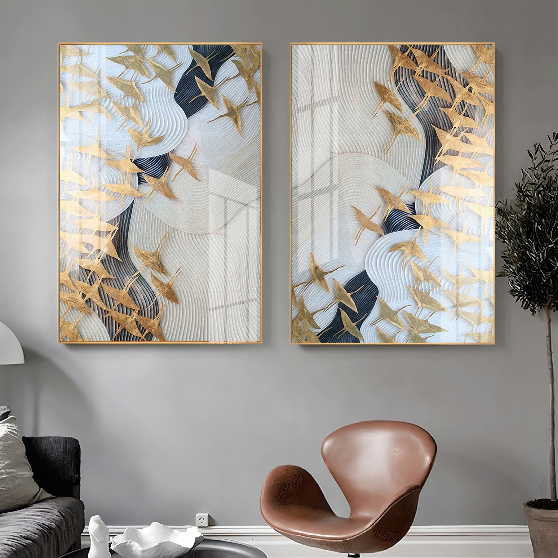 Luxe Canvas Premium Acrylic Vertical Wall Art (Set Of 2)