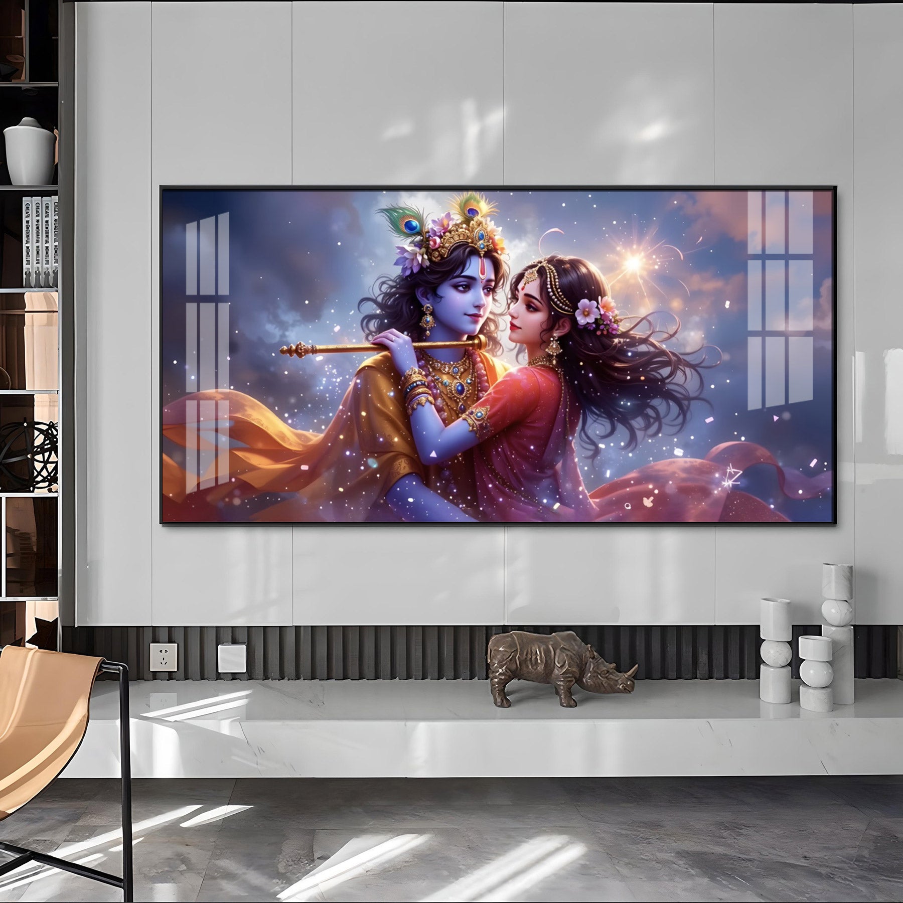 Radha Krishna Dancing Premium Acrylic Horizontal Wall Art