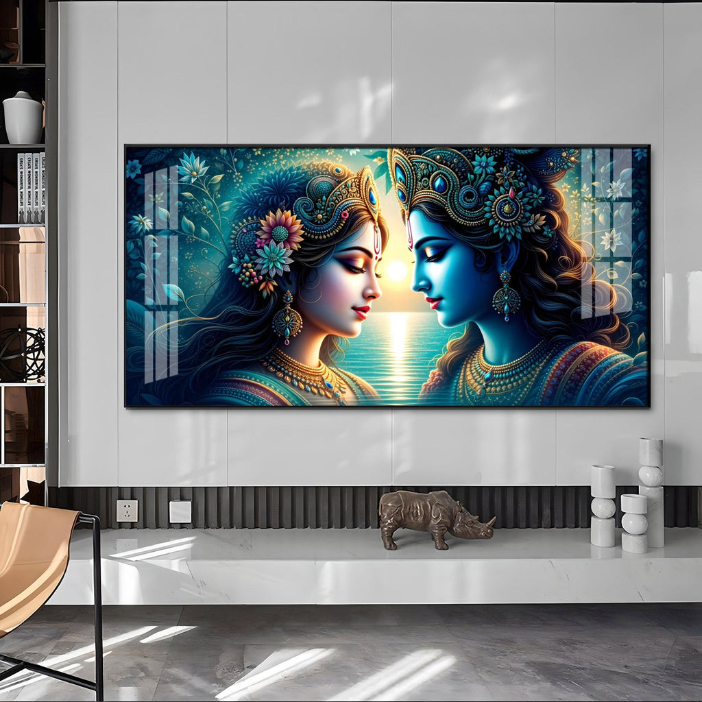 Radha Krishna Forestry Scene Premium Acrylic Horizontal Wall Art