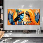 Abstract Radha Krishna Art Premium Acrylic Horizontal Wall Art