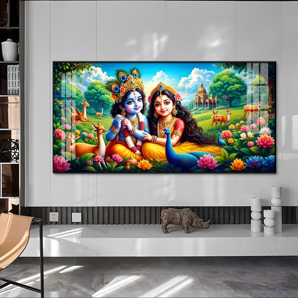 Natkhat Gopala & Radha Premium Acrylic Horizontal Wall Art