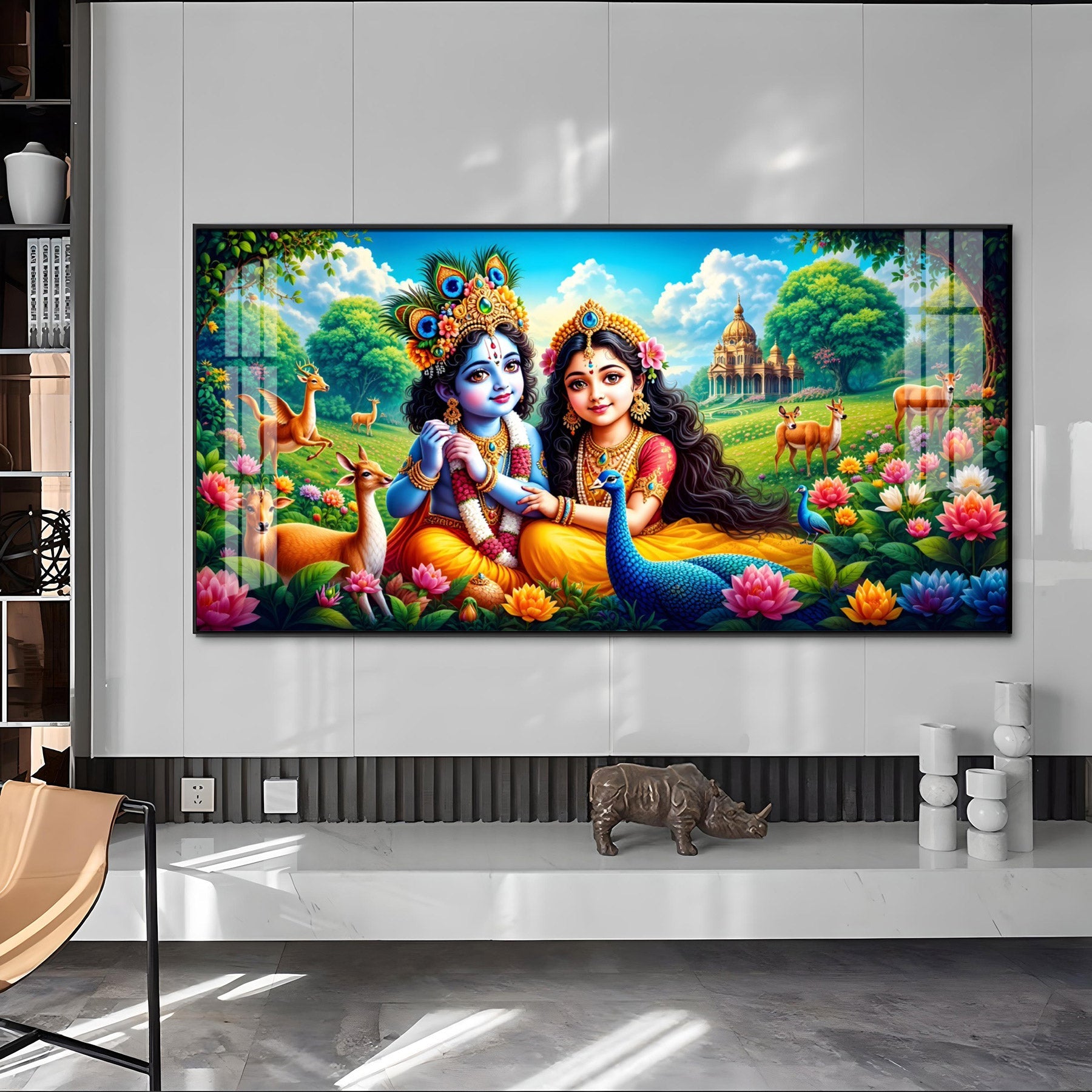 Natkhat Gopala & Radha Premium Acrylic Horizontal Wall Art