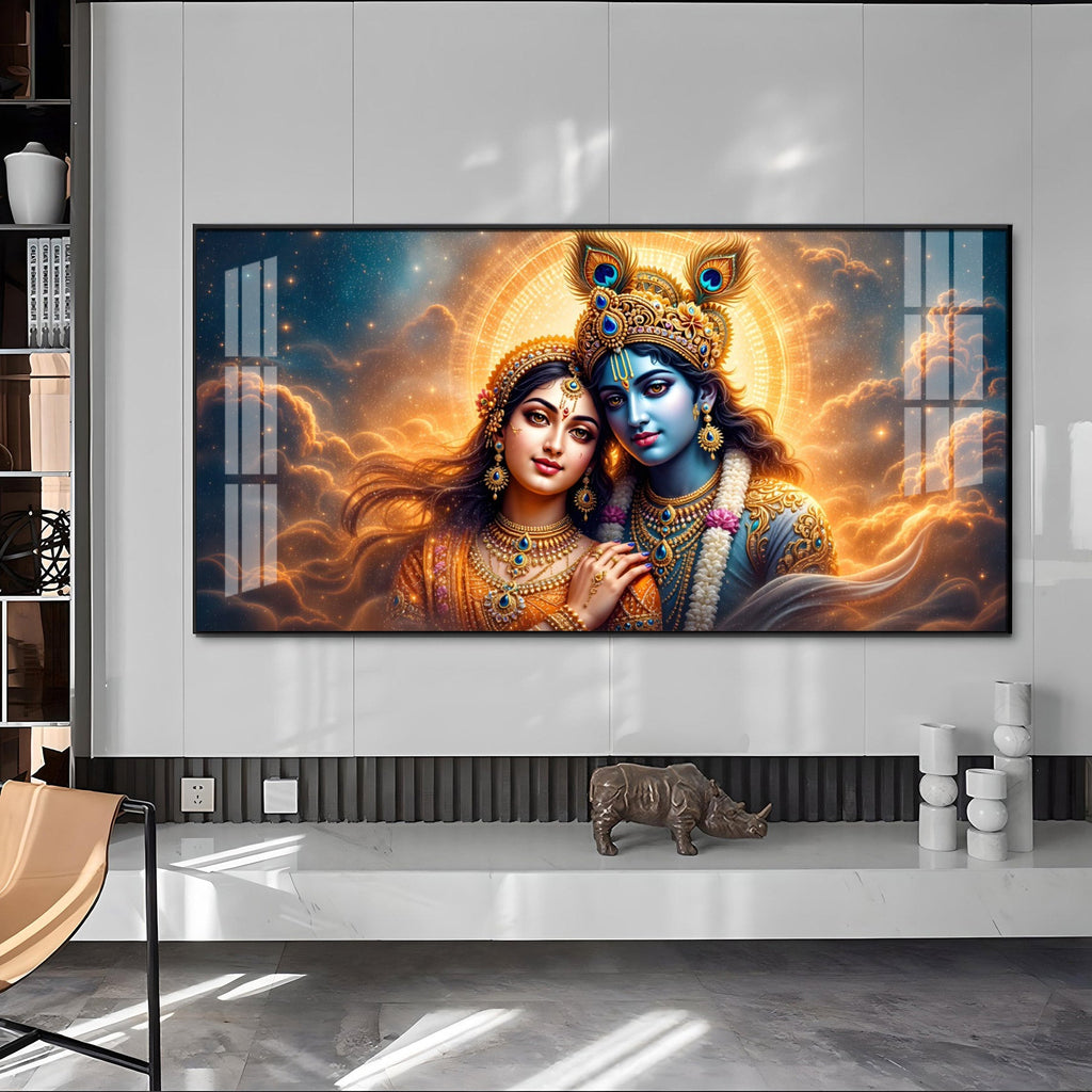 Divine Radha With Krishna Premium Acrylic Horizontal Wall Art