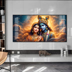 Divine Radha With Krishna Premium Acrylic Horizontal Wall Art
