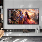 Radha Krishna Divine Love In Nature Premium Acrylic Horizontal Wall Art