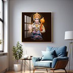 Lord Hanuman Ji and Neem Karoli Baba Premium Acrylic Square Wall Art