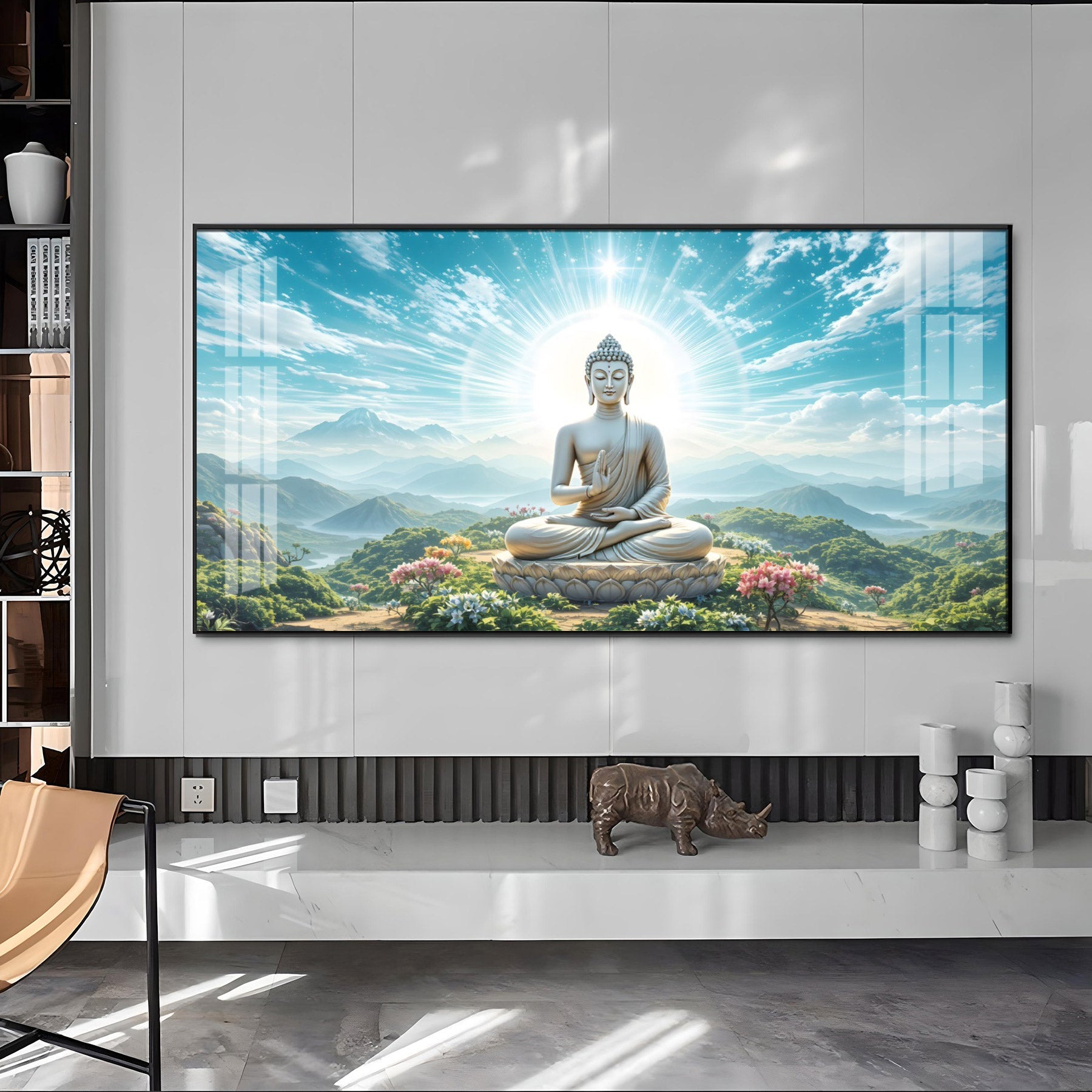 Serene Sunlit Buddha Premium Acrylic Horizontal Wall Art