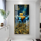 Elephant & Leaf Premium Acrylic Vertical Wall Art