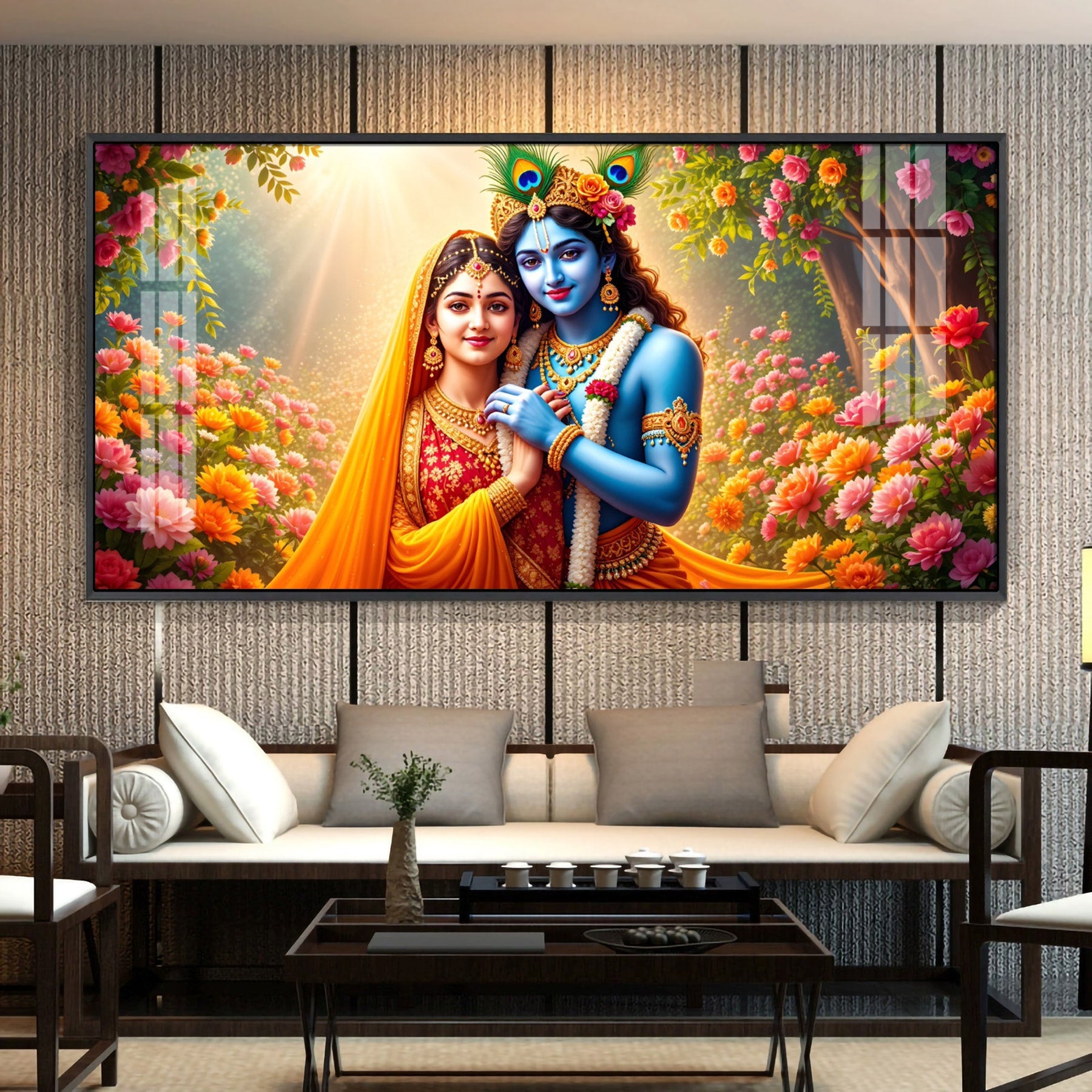 Radha Krishna Boundless Bhakti Premium Acrylic Horizontal Wall Art