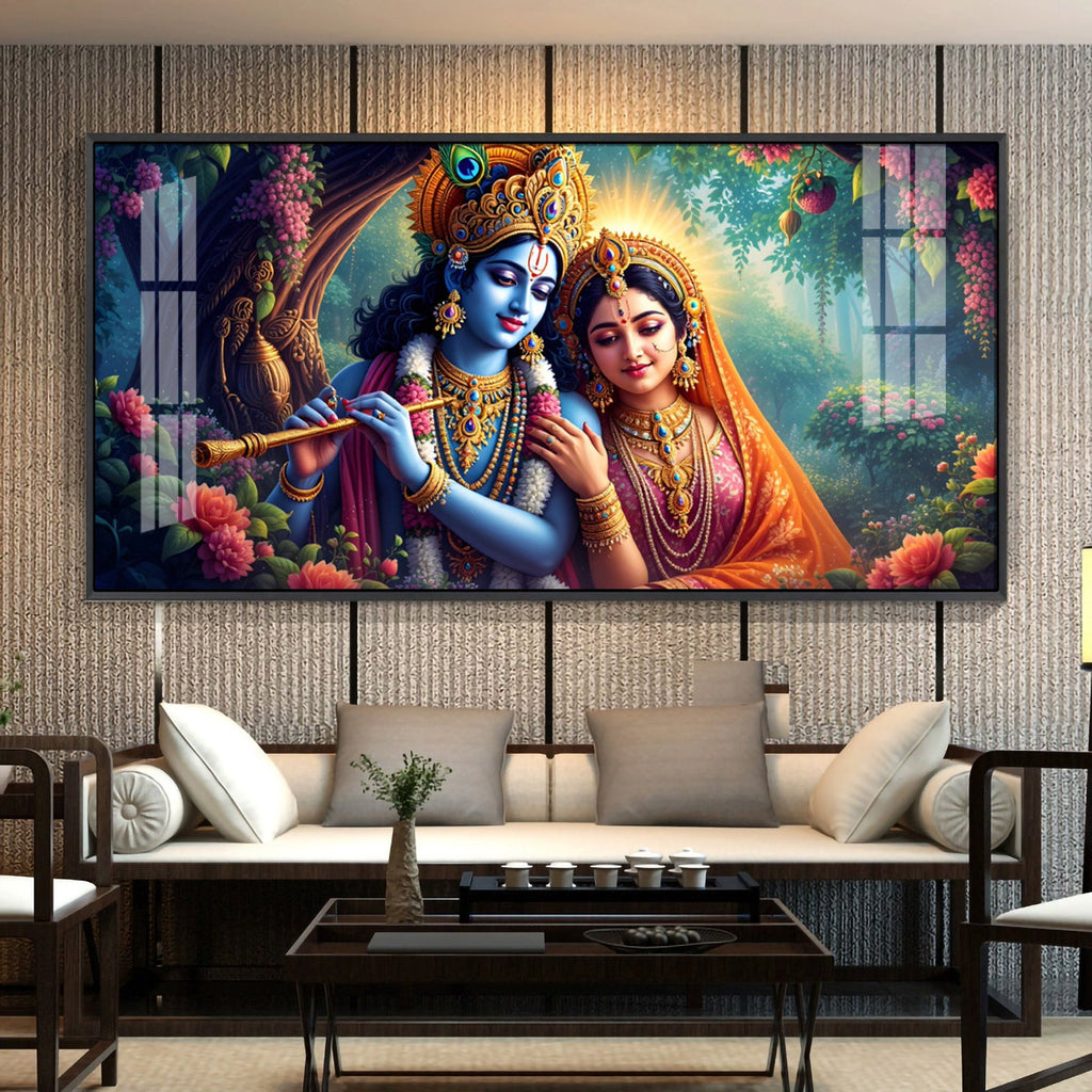 The Krishna-Radha Masterpiece Premium Acrylic Horizontal Wall Art