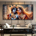Krishna And Radha Together Premium Acrylic Horizontal Wall Art