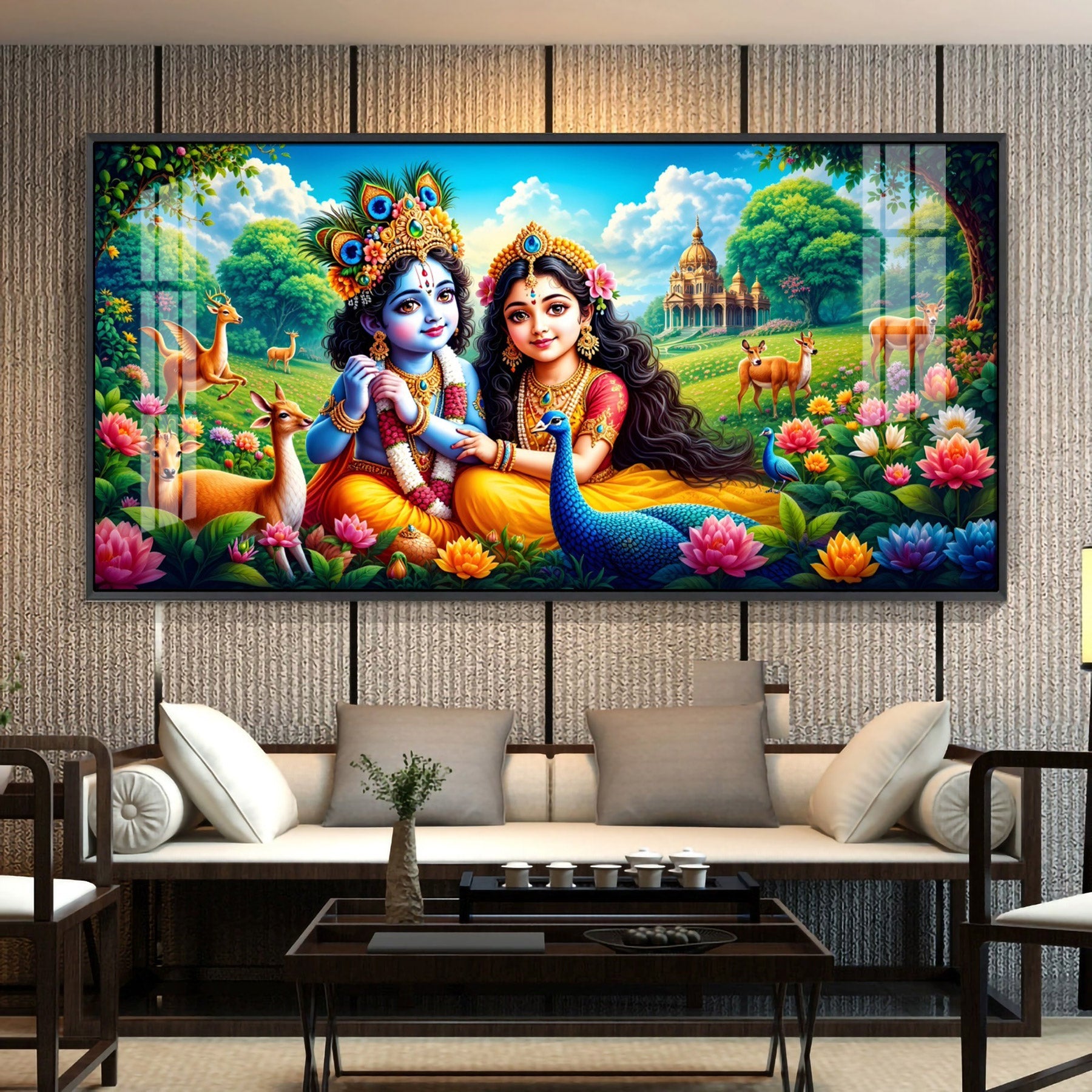 Natkhat Gopala & Radha Premium Acrylic Horizontal Wall Art