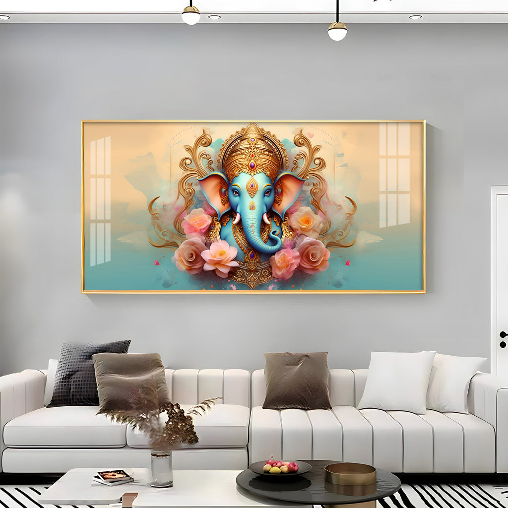 Divine Lord Ganesha Premium Acrylic Horizontal Wall Art