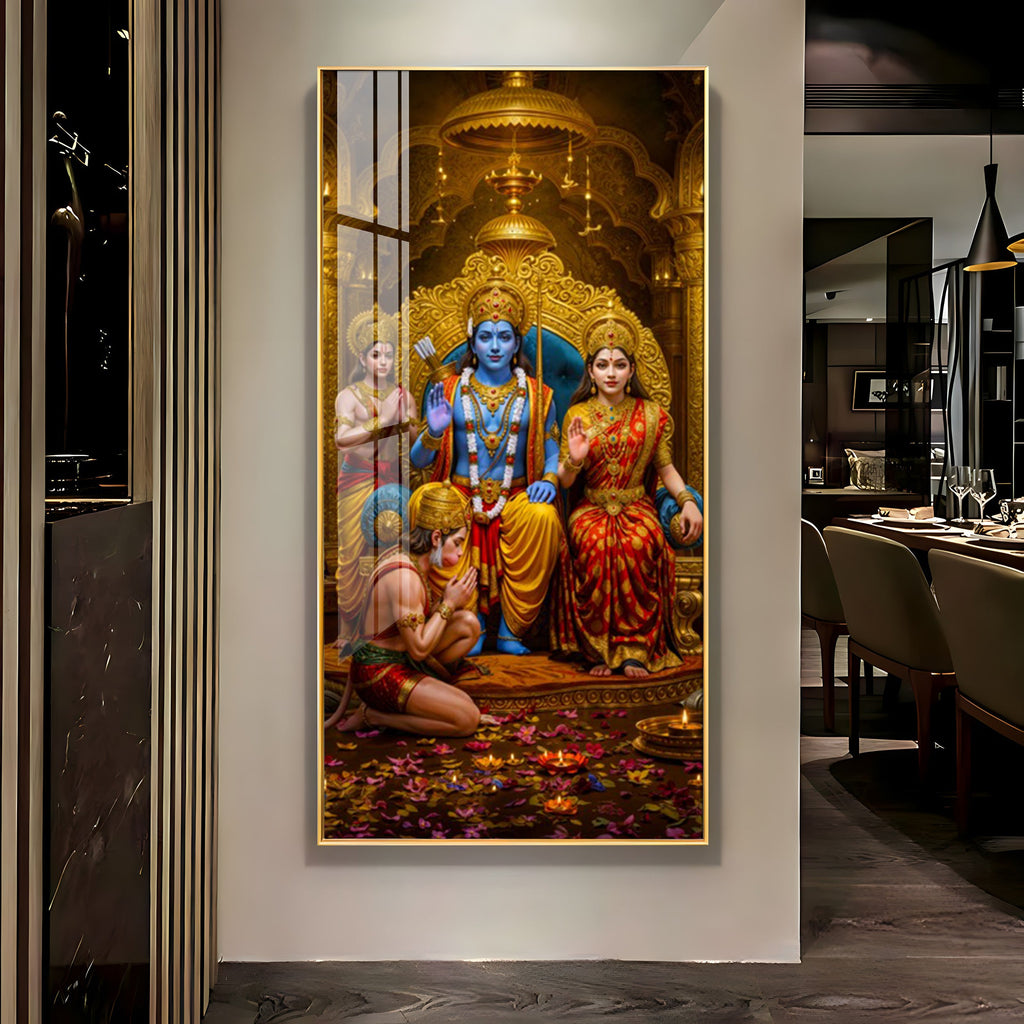 Devotion Of Hanuman Premium Acrylic Vertical Wall Art