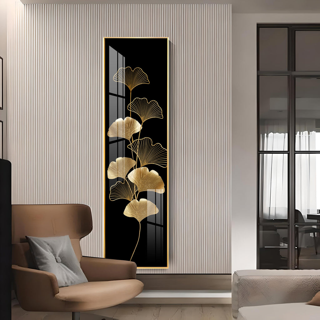 Ginkgo Leaf Design Premium Acrylic Vertical Wall Art