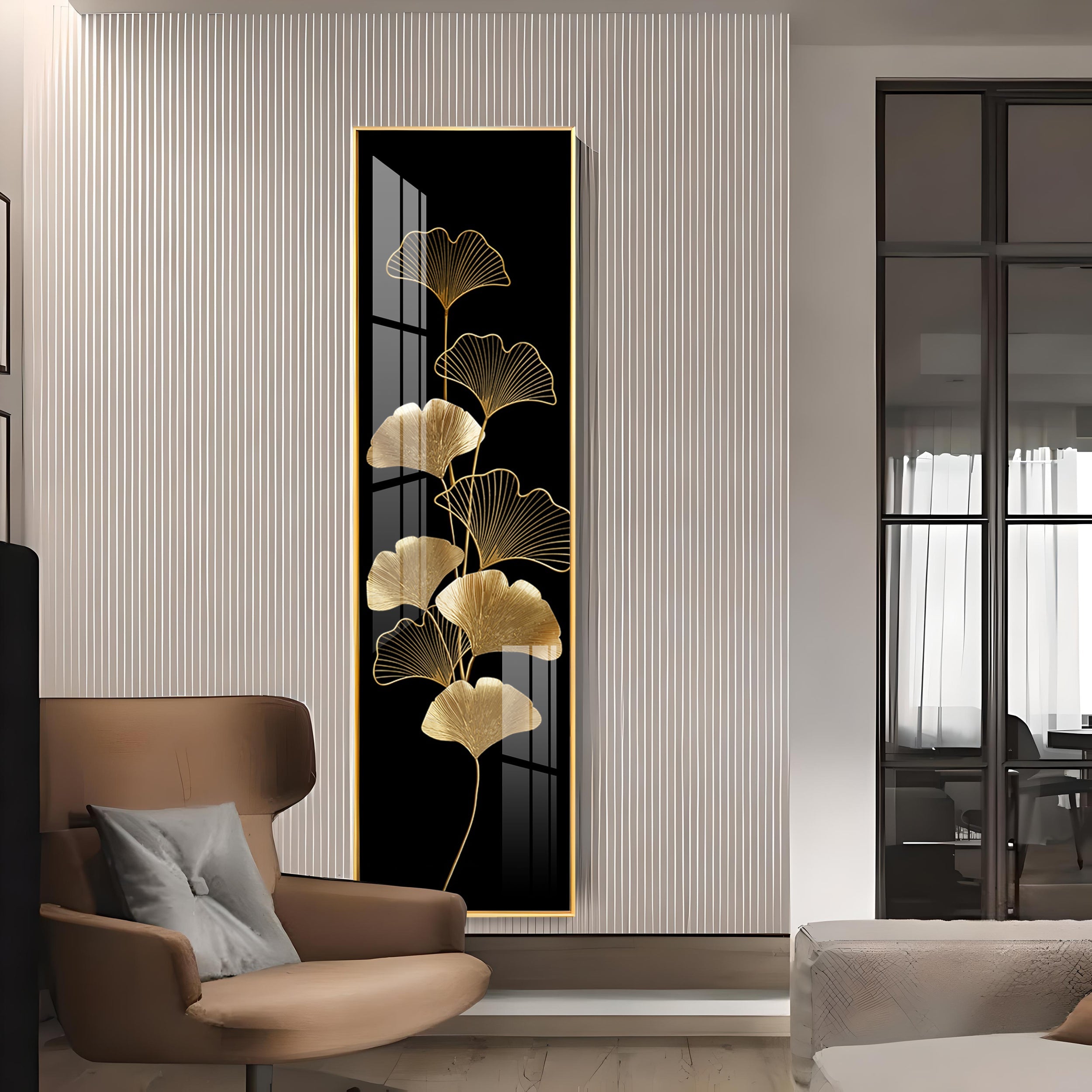 Ginkgo Leaf Design Premium Acrylic Vertical Wall Art