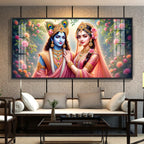 Radha Rani With Krishna Premium Acrylic Horizontal Wall Art