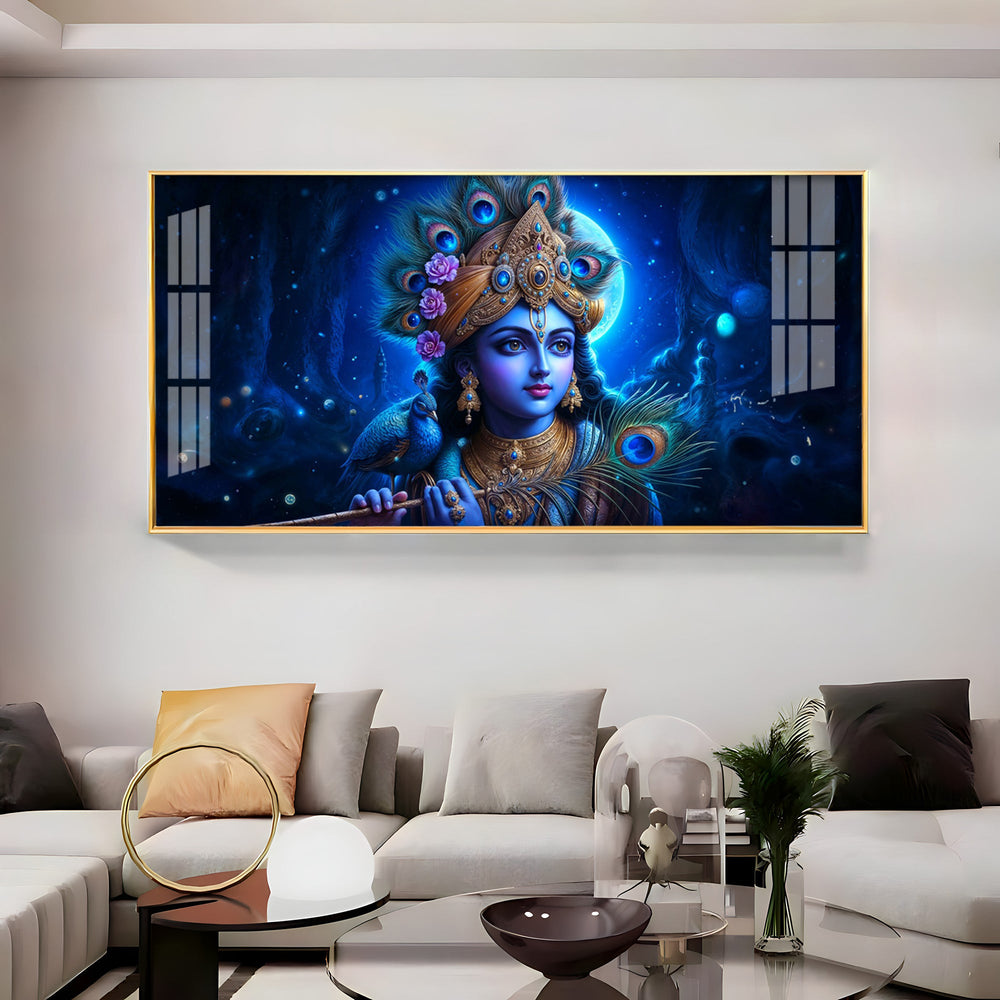 Lord Krishna Bliss Premium Acrylic Horizontal Wall Art