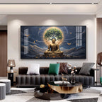 Meditating Buddha In Night Premium Acrylic Horizontal Wall Art
