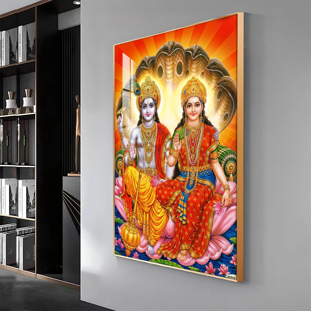 Laxmi Narayan Premium Acrylic Vertical Wall Art