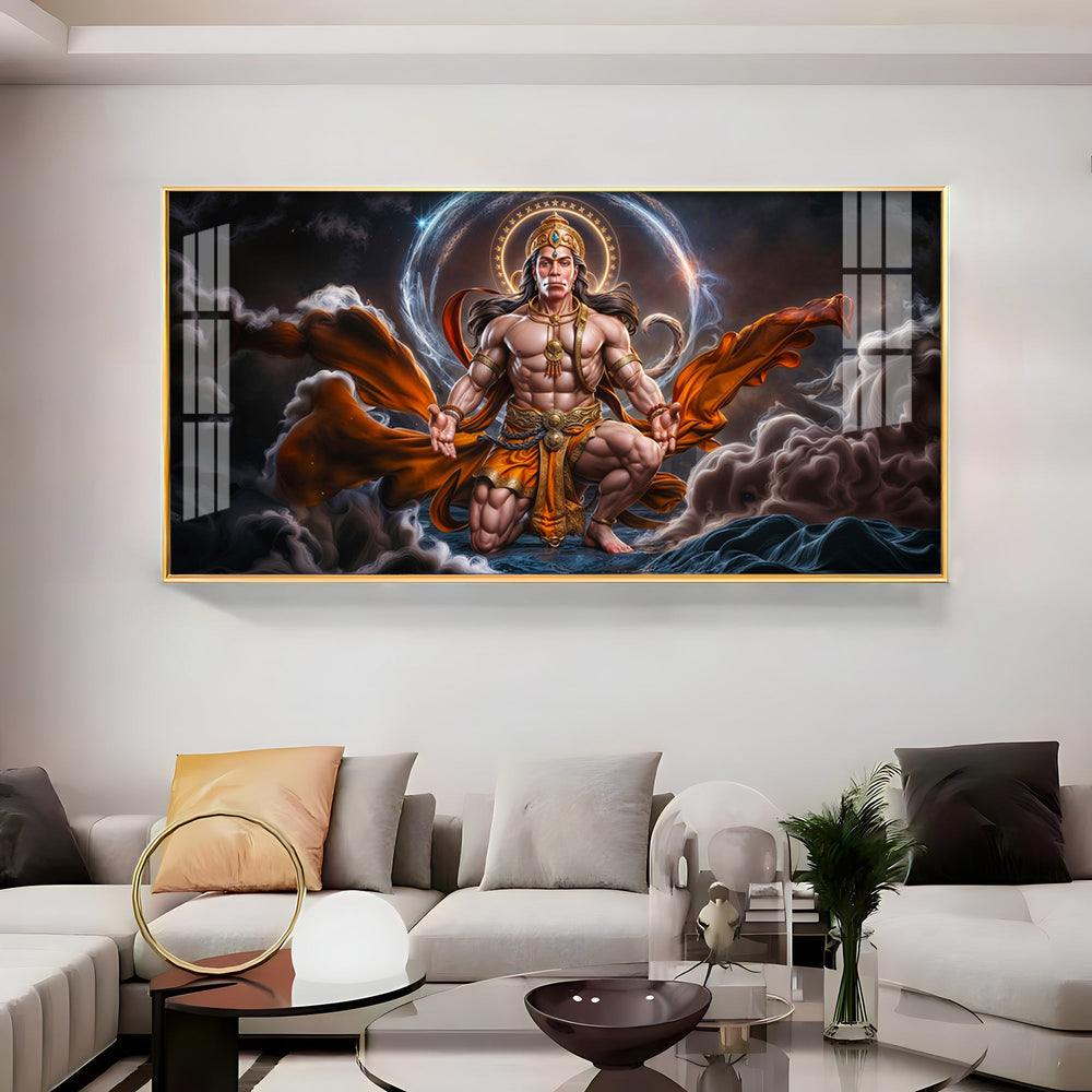 Ethereal Guardian Hanuman Premium Acrylic Horizontal Wall Art