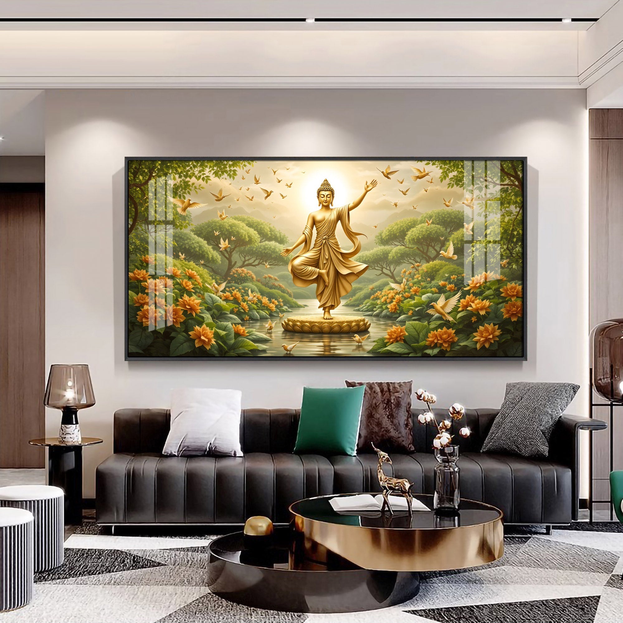 Buddha In Standing Premium Acrylic Horizontal Wall Art