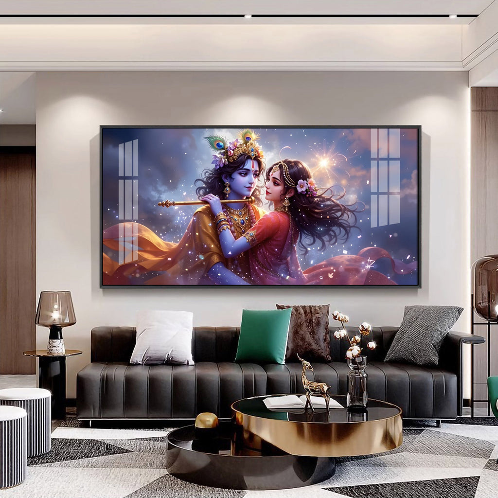 Radha Krishna Dancing Premium Acrylic Horizontal Wall Art