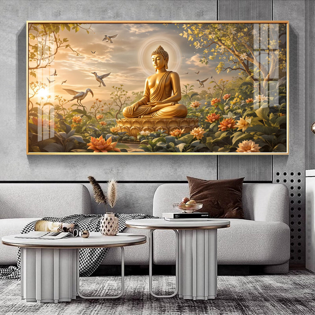 Buddha In Nature Stillness Premium Acrylic Horizontal Wall Art