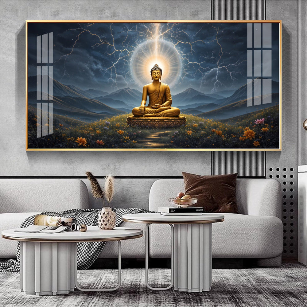 Radiant Buddha Mural Premium Acrylic Horizontal Wall Art