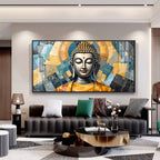 Abstract Buddha Face Portrait Premium Acrylic Horizontal Wall Art