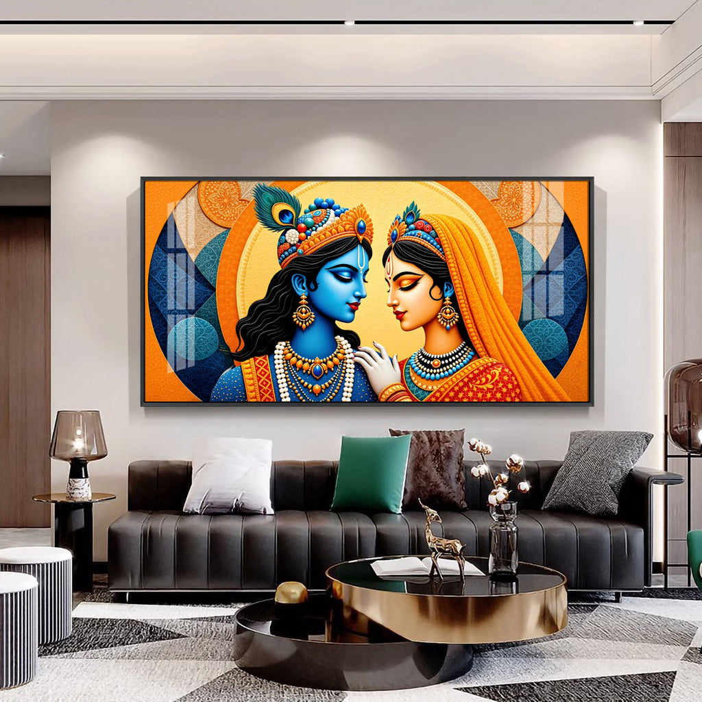 Abstract Radha Krishna Art Premium Acrylic Horizontal Wall Art